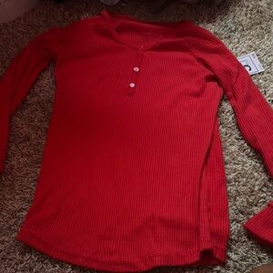SHEIN Red Long Sleeve Tee